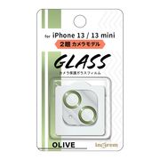 iPhone 13 mini / 13  ガラスフィルム カメラ メタリック 10H 2眼カメラモデル/オリーブ