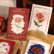 ラッピング 新年/誕生日/祝日 ポストカード 葉書 手帳素材 花薔薇 祝い 折り畳みカード 4枚入