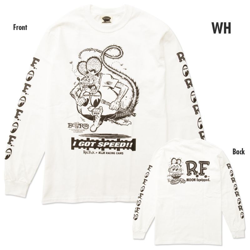 ラットフィンク ムーンイクイップド コラボ ロングスリーブ Tシャツ ホワイト RATFINK MOONEYES