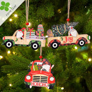 クリスマス用品 ツリー飾り 木製チャーム 車 Christmas限定  壁飾り 部屋飾り 可愛い