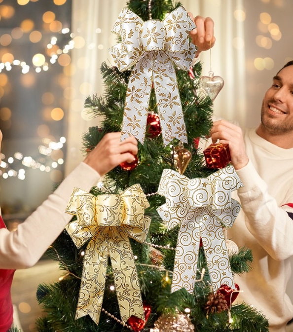 蝶ネクタイ・リボン クリスマスカラーリボン DIYアクセパーツ リボンテープ  クリスマスツリー飾り 4色