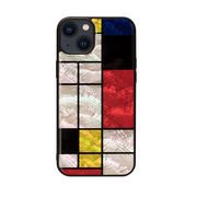 ikins 天然貝ケース for iPhone 14 Plus Mondrian 背面カバ