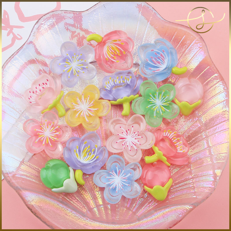 【24種】桃の花 透明感 クリア つぼみ 樹脂パーツ デコパーツ DIYパーツ 手芸 ドールハウス