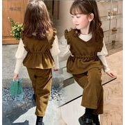 韓国風子供服 カットソー ベスト ロングパンツ  トップス  3点セットアップ ベビー服  キッズ服  長袖