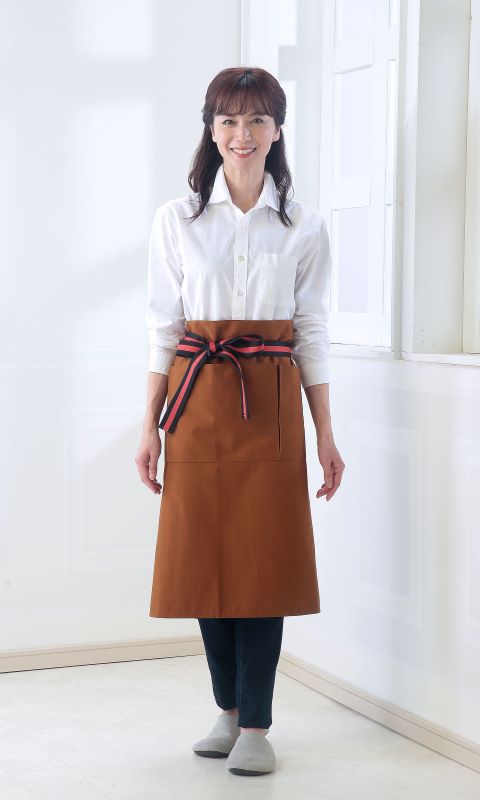 【即納】キャンバスロングサロン　レディースエプロン 保育士 介護士
