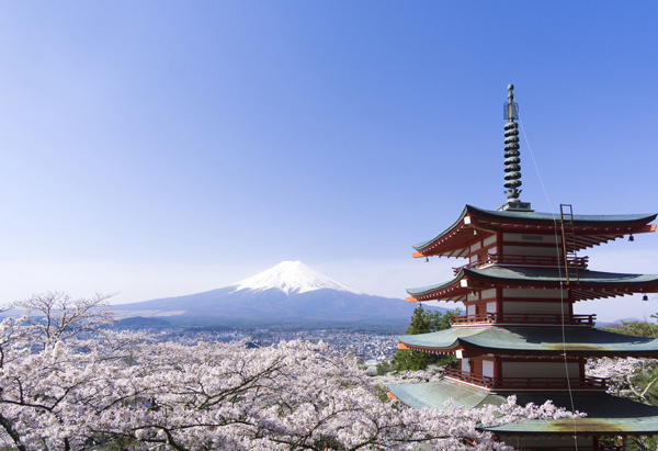 ポストカード カラー写真 日本風景シリーズ「四重の塔と富士山」観光地 名所 メッセージカード