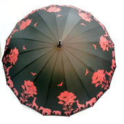【雨傘】【長傘】和風16本骨親子ゾウ・シマウマ・シカ・キリンのサファリ柄手開雨傘