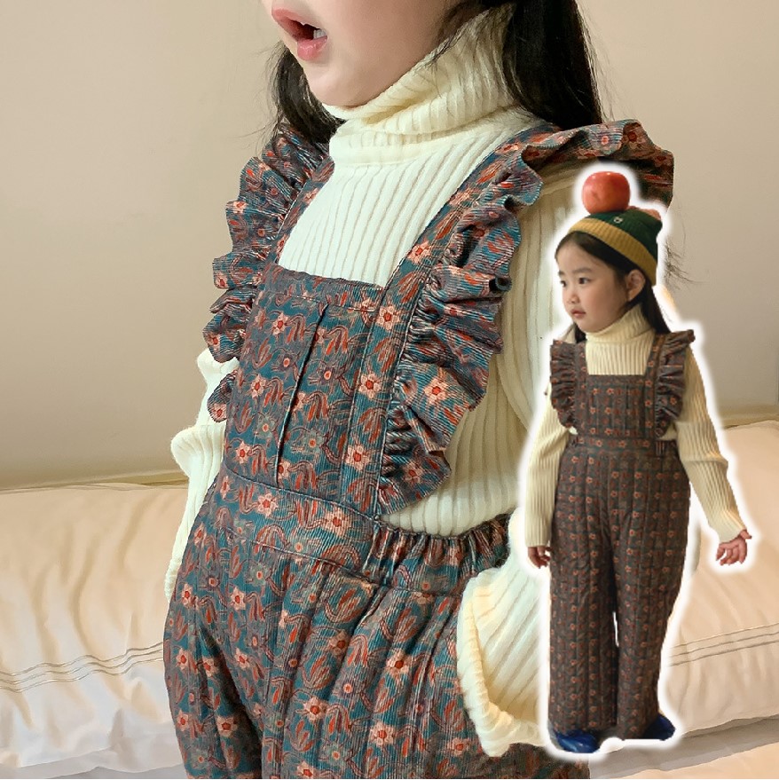 【2022冬新作】韓国風子供服 ベビー服 キッズ 女の子  中綿サロペット オールインワン