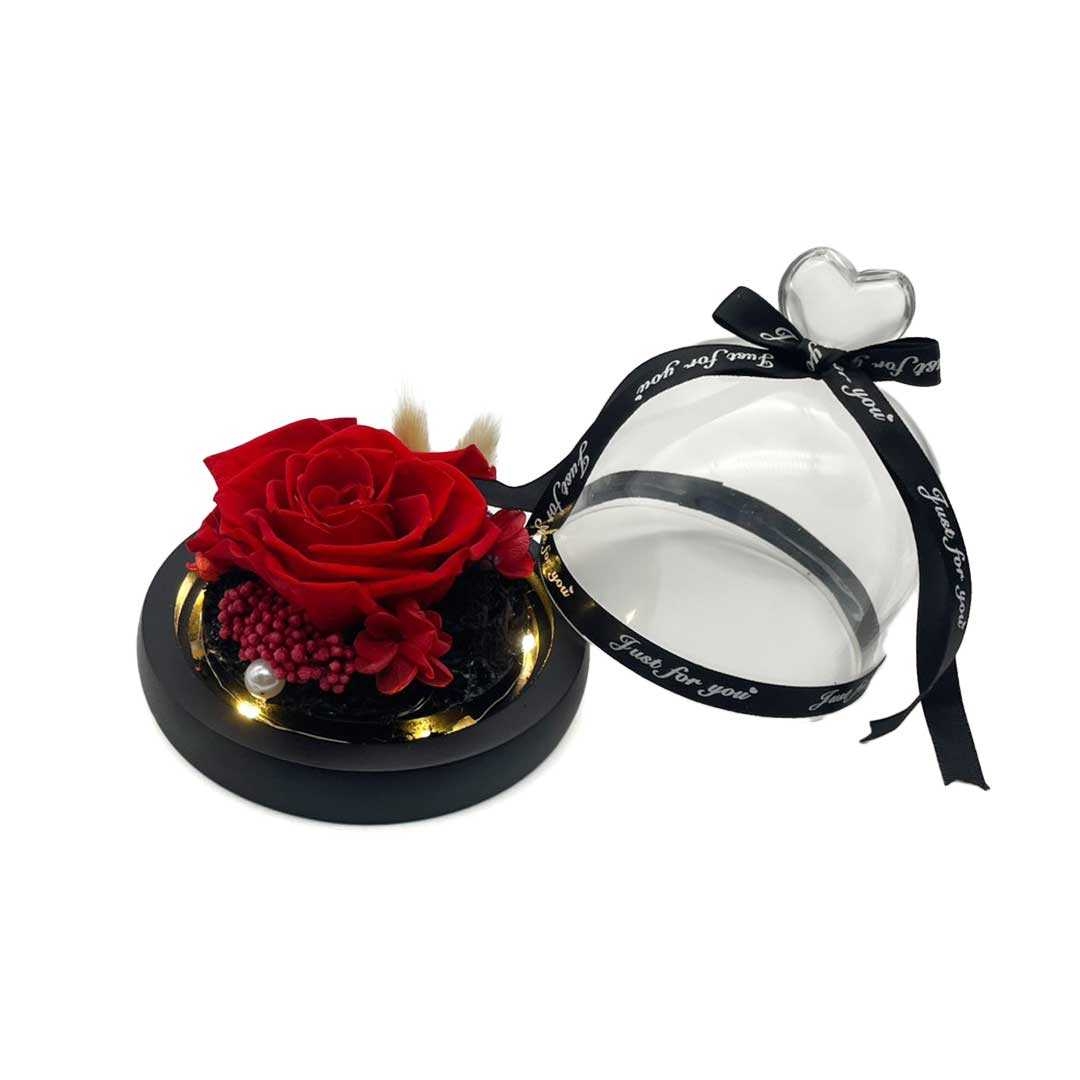 インテリア 薔薇 ガラス ハート ガラスドーム LED オブジェ インテリア 在庫限り】インテリア 薔薇 ガラス ハート ガラスドーム LED