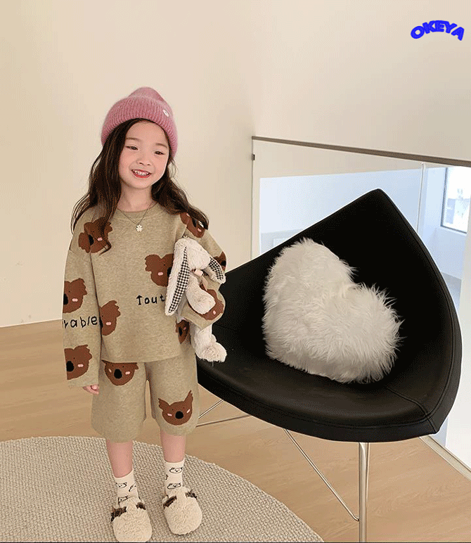 韓国風子供服　ベビー服　春秋新作　 カジュアル　セットアップ　ニット生地　上下セット　90#-150#