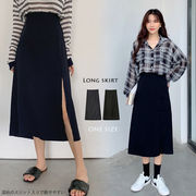 2023新作 レディース スカート ロング 大人 ボトムス ロングスカートスリット 黒 ハイウエストおしゃれ