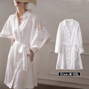 SS17白ワンピース女性2022ニューファッションスタイルシャツワンピース