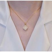 韓国風ネックレス ダイヤモンド  ペンダント鎖骨チェーン　両面デザイン