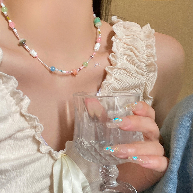 夏の特別SALE ハンドメイドアクセサリー　ビーズアクセ　韓国アクセ ビーズネックレス デザイン アクセサリー 春夏 韓国風 ファッション