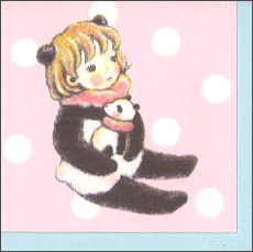 ミニグリーティングカード 多目的 trunk:chiyo「パンダの着ぐるみの女の子」