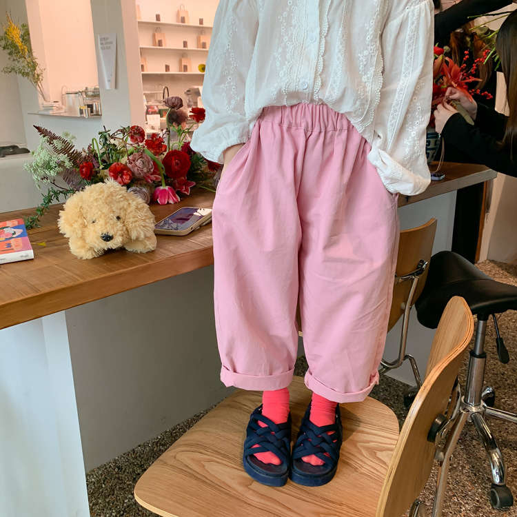 ★Girls★　キッズロングパンツ　ピンク　花見　 韓国キッズファッション