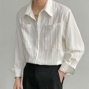 ユニセックス　メンズ　韓国風　長袖シャツ　カジュアル　大きいサイズ　ストリート系　全2色
