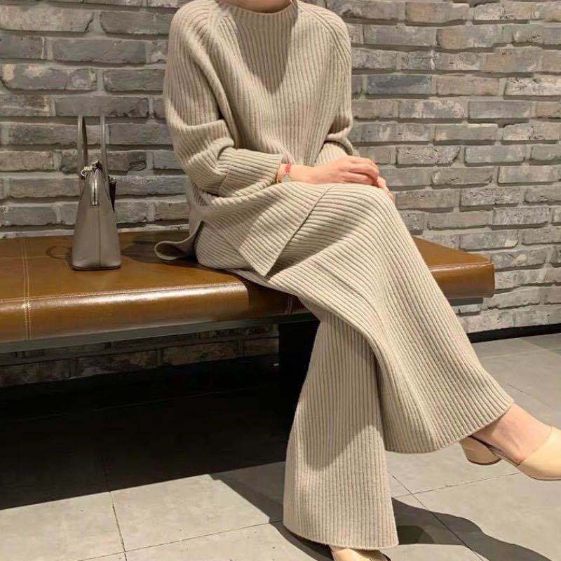 【NEW即納商品】韓国風レディース服　ニットセーター　パンツセット　セット