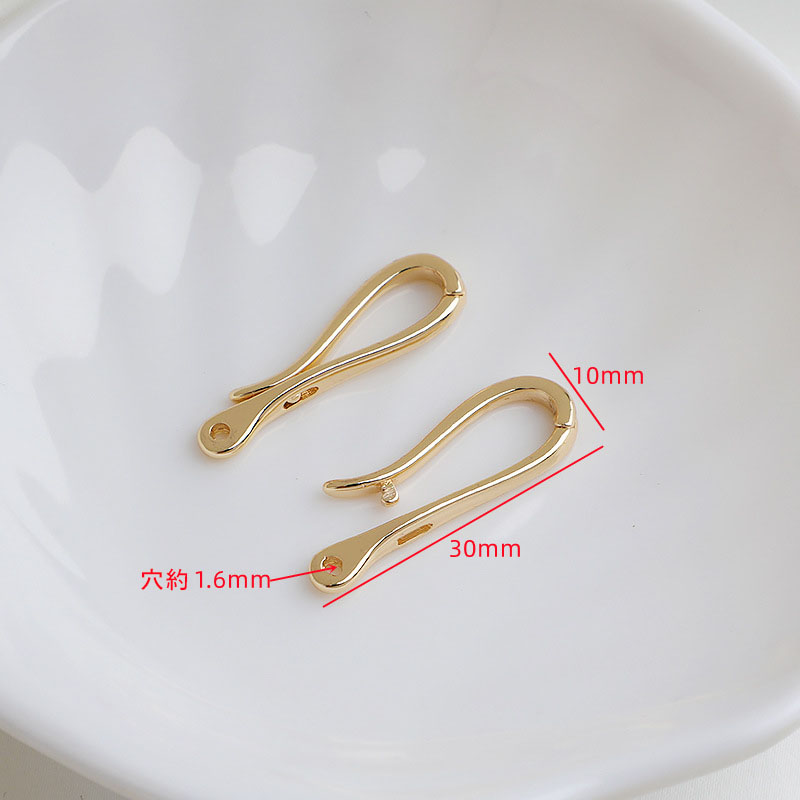U字フック 穴付き 留め具 ブレスレット ネックレス 14Kメッキ