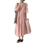 レトロ優しい可愛いスカートゆったりピンクのけだるい風ワンピース女夏レトロチックスカート