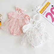 ベビーロンパース　赤ちゃん　女の子　カバーオール　花柄　オールインワン　可愛い　韓版