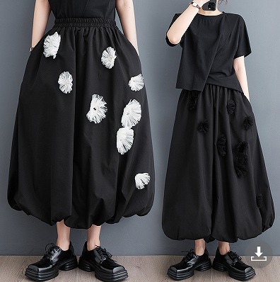 【春夏新作】ファッションロングスカート♪ホワイト/ブラック2色展開◆