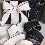 【2色】白黒バイカラーリボンテープ シフォン オーガンジー ラッピング ギフト 花束包装 手芸材料 雑貨