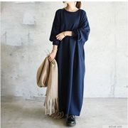 ワンピース 長袖 春  ロング 着痩せ カジュアル  レディースパーカー ワンピース