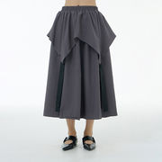 2023夏新作婦人服ゆったり着痩せトレンディリボンスカートデザインフェイクレイヤードの半身スカート