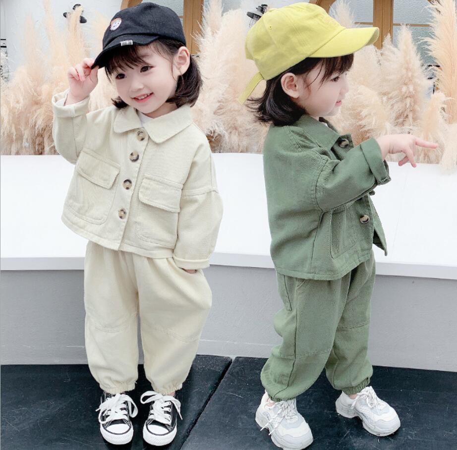 韓国の新しい女の子の秋のスーツ2021年秋の最高の赤ちゃんの子供用スーツ