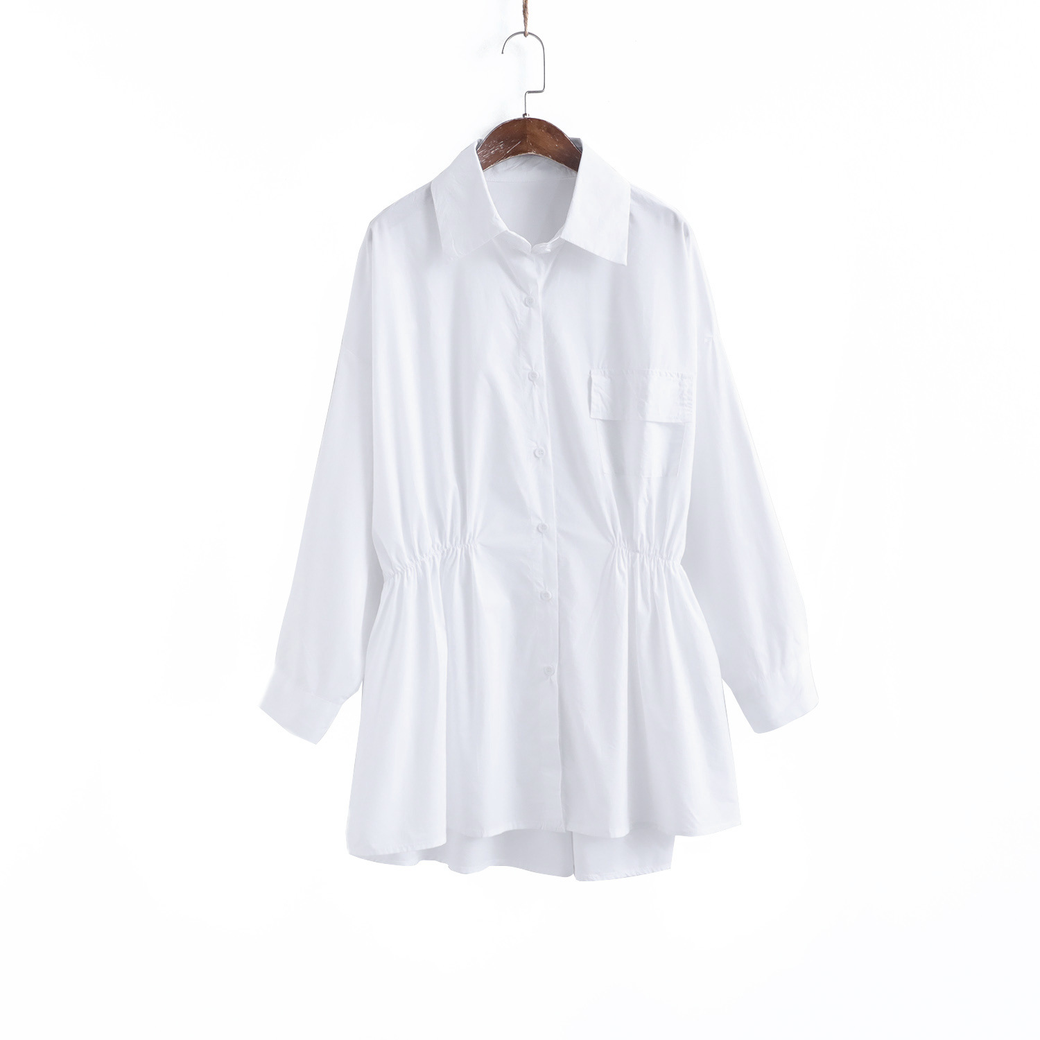 シャツ女のデザイン感ルーズストレッチウエストシャツ女春先タイプ薄手トップス110141