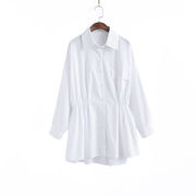シャツ女のデザイン感ルーズストレッチウエストシャツ女春先タイプ薄手トップス110141