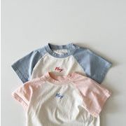2023夏人気    韓国風子供服     キッズ    ベビー服     Tシャツ    可愛い    トップス    半袖    2色