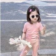 夏新作  人気   韓国風子供服  キッズ   ベビー服  トップス+パンツ  セットアップ   半袖   2色