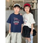 2025夏新作  韓国風子供服  キッズ服  トップス    半袖    Tシャツ  男女兼用    2色