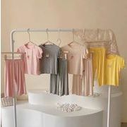 ins夏人気   韓国風子供服  キッズ  Tシャツ +パンツ   部屋着 セットアップ 4色