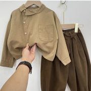 INS春秋    韓国風子供服    キッズ   ベビー服    シャツ+パンツ     セットアップ    3色