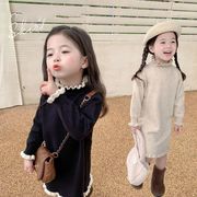ins秋冬新品  韓国風子供服  キッズ服    長袖    ワンピース    ファッション   2色