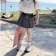 2023夏人気   韓国風子供服   キッズ   ベビー服   ショートスカート  ストラップ付き   おしゃれ  2色