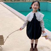 2023秋新品   韓国風子供服   キッズ服    女の子   可愛い   ストラップのスカート  ワンピース