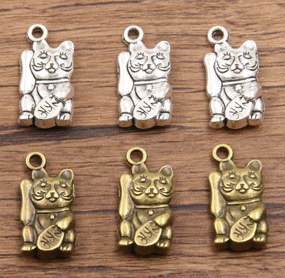 招き猫  デコレーション  ペンダント     手作り  合金デコパーツ   スマホケース美容 DIYパーツ