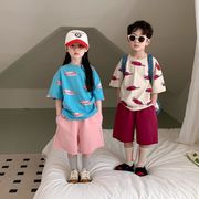 夏人気新作  韓国風子供服 ベビー服 Tシャツ  カジュアル  スポーツ   トップス  男女兼用 2色