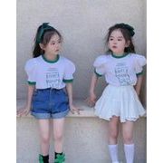2023夏人気   韓国風子供服  キッズ   ベビー服  トップス+プリーツスカート  半袖  セットアップ