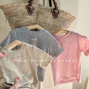 2025夏新作  韓国風子供服  キッズ服    トップス   半袖   Tシャツ   カジュアル   3色