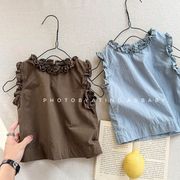 2025夏新作  韓国風子供服  キッズ服   かわいい   女の子   トップス    タンクトップ     Tシャツ   2色