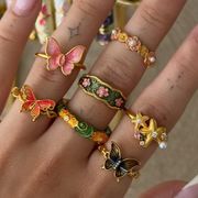 花柄  INS新作   指輪  小物 リング  開口指輪  レディース アクセサリーリング  7点セット