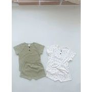 2024夏新作  韓国風子供服  キッズ服  ベビー服    トップス  Tシャツ + 短パンツ    2点セット  2色