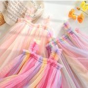 2023夏人気   韓国風子供服   キッズ   ベビー服   プリンセス  ワンピース  トップス  ビーチ  袖なし 3色