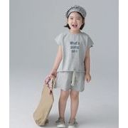 2024 ins 夏人気   韓国風子供服  セットアップ  2点セット  Tシャツ+ショートパンツ  3色