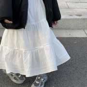 ins新品  韓国風子供服  キッズ服   レース刺&#32353;のAラインの傘スカート  女の子